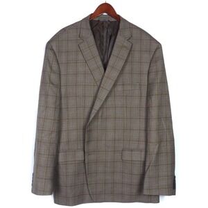 RALPH Ralph Lauren Blue Label Brown Plaid Wool Blend 2 Button Blazer Men's 50L